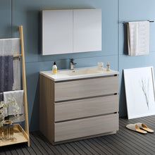Load image into Gallery viewer, Fresca Lazzaro 42" Gray Wood Free Standing Modern Bathroom Vanity w/ Medicine Cabinet- Fresca