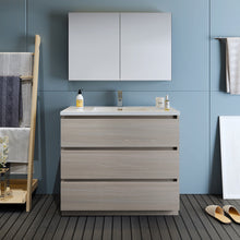 Load image into Gallery viewer, Fresca Lazzaro 42" Gray Wood Free Standing Modern Bathroom Vanity w/ Medicine Cabinet- Fresca