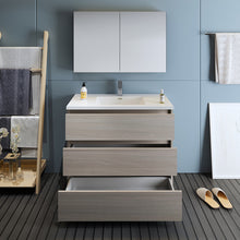 Load image into Gallery viewer, Fresca Lazzaro 42" Gray Wood Free Standing Modern Bathroom Vanity w/ Medicine Cabinet- Fresca