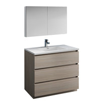 Load image into Gallery viewer, Fresca Lazzaro 42" Gray Wood Free Standing Modern Bathroom Vanity w/ Medicine Cabinet- Fresca