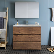 Load image into Gallery viewer, Fresca Lazzaro 42" Rosewood Free Standing Modern Bathroom Vanity w/ Medicine Cabinet- Fresca
