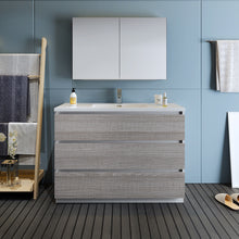 Load image into Gallery viewer, Fresca Lazzaro 48&quot; Glossy Ash Gray Free Standing Modern Bathroom Vanity w/ Medicine Cabinet- Fresca