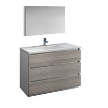 Load image into Gallery viewer, Fresca Lazzaro 48&quot; Glossy Ash Gray Free Standing Modern Bathroom Vanity w/ Medicine Cabinet- Fresca
