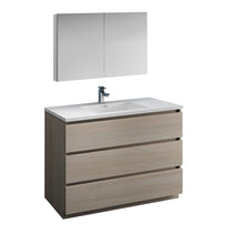 Load image into Gallery viewer, Fresca Lazzaro 48&quot; Gray Wood Free Standing Modern Bathroom Vanity w/ Medicine Cabinet- Fresca