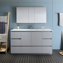 Load image into Gallery viewer, Fresca Lazzaro 60&quot; Gray Free Standing Single Sink Modern Bathroom Vanity w/ Medicine Cabinet- Fresca