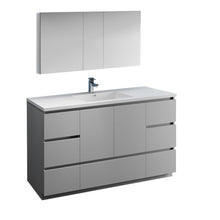 Load image into Gallery viewer, Fresca Lazzaro 60&quot; Gray Free Standing Single Sink Modern Bathroom Vanity w/ Medicine Cabinet- Fresca