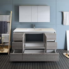 Load image into Gallery viewer, Fresca Lazzaro 60&quot; Glossy Ash Gray Free Standing Single Sink Modern Bathroom Vanity w/ Medicine Cabinet- Fresca