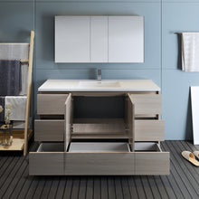 Load image into Gallery viewer, Fresca Lazzaro 60&quot; Gray Wood Free Standing Single Sink Modern Bathroom Vanity w/ Medicine Cabinet- Fresca