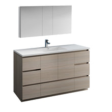 Load image into Gallery viewer, Fresca Lazzaro 60&quot; Gray Wood Free Standing Single Sink Modern Bathroom Vanity w/ Medicine Cabinet- Fresca