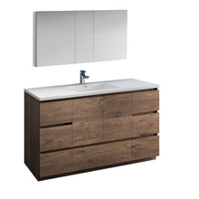 Load image into Gallery viewer, Fresca Lazzaro 60&quot; Rosewood Free Standing Single Sink Modern Bathroom Vanity w/ Medicine Cabinet- Fresca