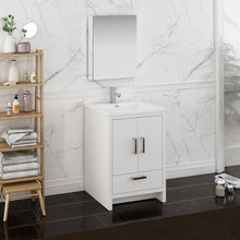 Load image into Gallery viewer, Fresca Imperia 24&quot; Glossy White Free Standing Modern Bathroom Vanity w/ Medicine Cabinet- Fresca