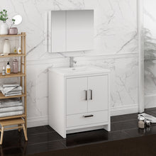 Load image into Gallery viewer, Fresca Imperia 30&quot; Glossy White Free Standing Modern Bathroom Vanity w/ Medicine Cabinet- Fresca