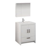 Load image into Gallery viewer, Fresca Imperia 30&quot; Glossy White Free Standing Modern Bathroom Vanity w/ Medicine Cabinet- Fresca