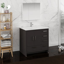 Load image into Gallery viewer, Fresca Imperia 36&quot; Dark Gray Oak Free Standing Modern Bathroom Vanity w/ Medicine Cabinet - Right Version- Fresca