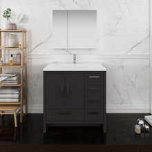 Load image into Gallery viewer, Fresca Imperia 36&quot; Dark Gray Oak Free Standing Modern Bathroom Vanity w/ Medicine Cabinet - Right Version- Fresca