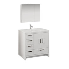 Load image into Gallery viewer, Fresca Imperia 36&quot; Glossy White Free Standing Modern Bathroom Vanity w/ Medicine Cabinet- Left Version- Fresca