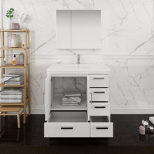 Load image into Gallery viewer, Fresca Imperia 36&quot; Glossy White Free Standing Modern Bathroom Vanity w/ Medicine Cabinet - Right Version- Fresca
