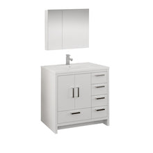 Load image into Gallery viewer, Fresca Imperia 36&quot; Glossy White Free Standing Modern Bathroom Vanity w/ Medicine Cabinet - Right Version- Fresca