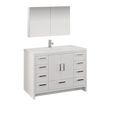 Load image into Gallery viewer, Fresca Imperia 48&quot; Glossy White Free Standing Modern Bathroom Vanity w/ Medicine Cabinet- Fresca