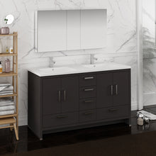 Load image into Gallery viewer, Fresca Imperia 60&quot; Dark Gray Oak Free Standing Double Sink Modern Bathroom Vanity w/ Medicine Cabinet- Fresca