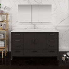Load image into Gallery viewer, Fresca Imperia 60&quot; Dark Gray Oak Free Standing Single Sink Modern Bathroom Vanity w/ Medicine Cabinet- Fresca