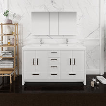 Load image into Gallery viewer, Fresca Imperia 60&quot; Glossy White Free Standing Double Sink Modern Bathroom Vanity w/ Medicine Cabinet- Fresca