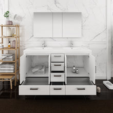 Load image into Gallery viewer, Fresca Imperia 60&quot; Glossy White Free Standing Double Sink Modern Bathroom Vanity w/ Medicine Cabinet- Fresca