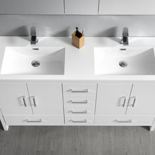 Load image into Gallery viewer, Fresca Imperia 60&quot; Glossy White Free Standing Double Sink Modern Bathroom Vanity w/ Medicine Cabinet- Fresca