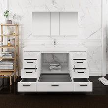 Load image into Gallery viewer, Fresca Imperia 60&quot; Glossy White Free Standing Single Sink Modern Bathroom Vanity w/ Medicine Cabinet- Fresca