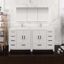 Load image into Gallery viewer, Fresca Imperia 72&quot; Glossy White Free Standing Double Sink Modern Bathroom Vanity w/ Medicine Cabinet- Fresca