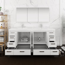 Load image into Gallery viewer, Fresca Imperia 72&quot; Glossy White Free Standing Double Sink Modern Bathroom Vanity w/ Medicine Cabinet- Fresca