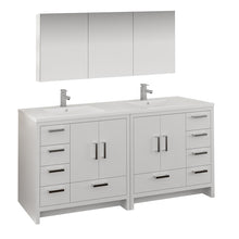 Load image into Gallery viewer, Fresca Imperia 72&quot; Glossy White Free Standing Double Sink Modern Bathroom Vanity w/ Medicine Cabinet- Fresca