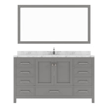 Load image into Gallery viewer, Virtu USA Caroline Avenue 60&quot; Double Bath Vanity in Cashmere Gray with White Quartz Top and Round Sinks with Polished Chrome Faucets with Matching Mirror- Virtuusa
