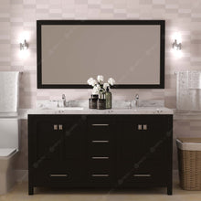 Load image into Gallery viewer, Virtu USA Caroline Avenue 60&quot; Double Bath Vanity in Espresso with White Quartz Top and Round Sinks with Brushed Nickel Faucets with Matching Mirror- Virtuusa