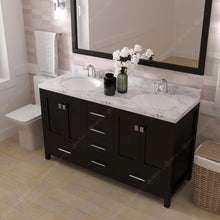 Load image into Gallery viewer, Virtu USA Caroline Avenue 60&quot; Double Bath Vanity in Espresso with White Quartz Top and Round Sinks with Matching Mirror- Virtuusa