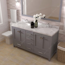 Load image into Gallery viewer, Virtu USA Caroline Avenue 60&quot; Double Bath Vanity in Gray with White Quartz Top and Round Sinks- Virtuusa