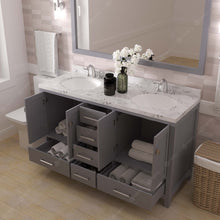 Load image into Gallery viewer, Virtu USA Caroline Avenue 60&quot; Double Bath Vanity in Gray with White Quartz Top and Round Sinks- Virtuusa
