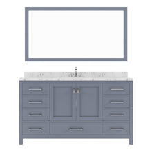 Load image into Gallery viewer, Virtu USA Caroline Avenue 60&quot; Double Bath Vanity in Gray with White Quartz Top and Round Sinks with Brushed Nickel Faucets with Matching Mirror- Virtuusa