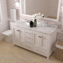 Load image into Gallery viewer, Virtu USA Caroline Avenue 60&quot; Double Bath Vanity in White with White Quartz Top and Round Sinks- Virtuusa