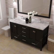 Load image into Gallery viewer, Virtu USA Caroline Avenue 60&quot; Double Bath Vanity in Espresso with White Quartz Top and Square Sinks- Virtuusa