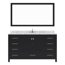Load image into Gallery viewer, Virtu USA Caroline Avenue 60&quot; Double Bath Vanity in Espresso with White Quartz Top and Square Sinks with Matching Mirror- Virtuusa
