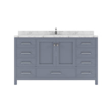 Load image into Gallery viewer, Virtu USA Caroline Avenue 60&quot; Double Bath Vanity in Gray with White Quartz Top and Square Sinks- Virtuusa