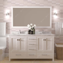 Load image into Gallery viewer, Virtu USA Caroline Avenue 60&quot; Double Bath Vanity in White with White Quartz Top and Square Sinks with Brushed Nickel Faucets with Matching Mirror- Virtuusa