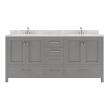 Load image into Gallery viewer, Virtu USA Caroline Avenue 72&quot; Double Bath Vanity in Cashmere Gray with White Quartz Top and Round Sinks- Virtuusa