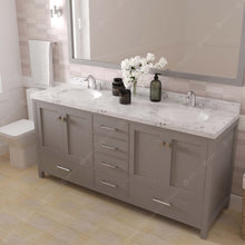 Load image into Gallery viewer, Virtu USA Caroline Avenue 72&quot; Double Bath Vanity in Cashmere Gray with White Quartz Top and Round Sinks- Virtuusa