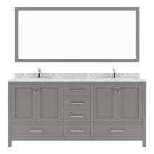 Load image into Gallery viewer, Virtu USA Caroline Avenue 72&quot; Double Bath Vanity in Cashmere Gray with White Quartz Top and Round Sinks with Matching Mirror- Virtuusa
