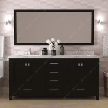 Load image into Gallery viewer, Virtu USA Caroline Avenue 72&quot; Double Bath Vanity in Espresso with White Quartz Top and Round Sinks with Polished Chrome Faucets with Matching Mirror- Virtuusa