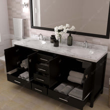 Load image into Gallery viewer, Virtu USA Caroline Avenue 72&quot; Double Bath Vanity in Espresso with White Quartz Top and Round Sinks- Virtuusa