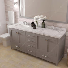 Load image into Gallery viewer, Virtu USA Caroline Avenue 72&quot; Double Bath Vanity in Cashmere Gray with White Quartz Top and Square Sinks- Virtuusa