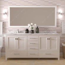 Load image into Gallery viewer, Virtu USA Caroline Avenue 72&quot; Double Bath Vanity in White with White Quartz Top and Square Sinks with Brushed Nickel Faucets with Matching Mirror- Virtuusa